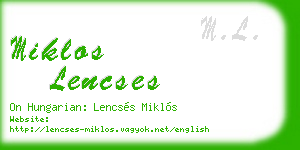 miklos lencses business card